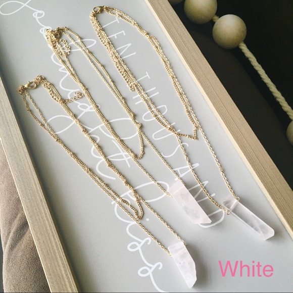 Quartz Stone Crystal Blush Pink Layered Necklace - Picture 10 of 12